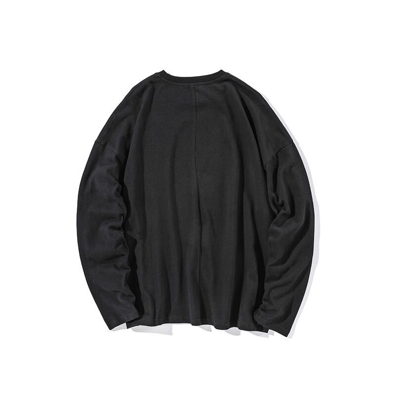 Solid Color Sweater Men's Autumn and Winter New Japanese Style Loose round Neck Pullover Stitching Simple Fashion Brand Inner Wear All-Matching Casual