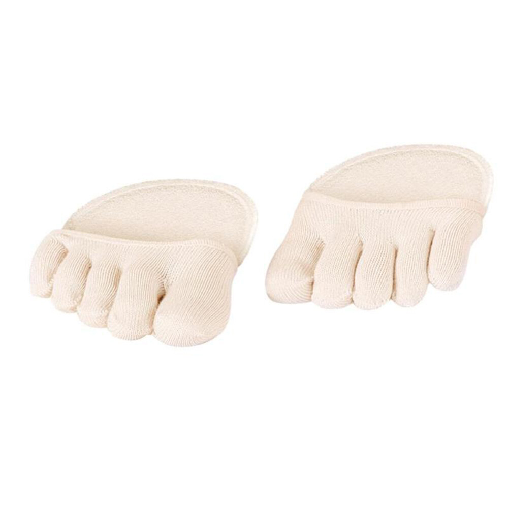 KANSUCE Cotton Women Bamboo Half Socks Foot Pad Heelless Invisible Lining Anti-slip Open Toe Sock Slippers Invisible Socks Forefoot Socks Open Toe Socks