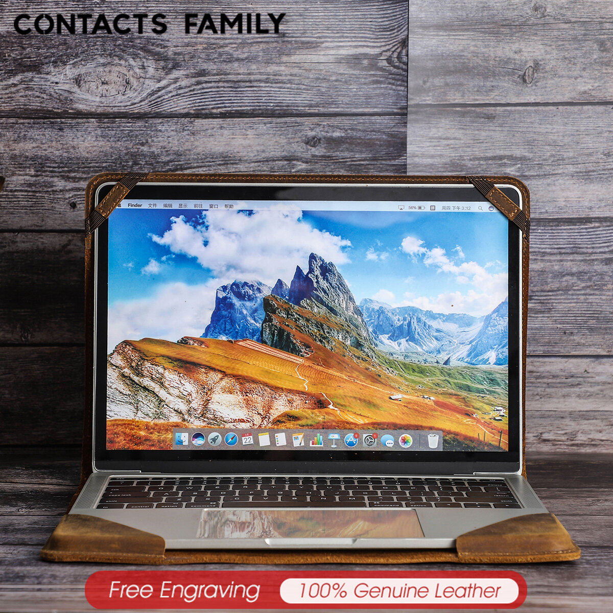 CONTACTS FAMILY Sleeve Laptop Case Bag Cover For Apple Macbook Pro Air 13.3 15.4 Inch Genuine Leather Protective Notebook Cover Bag