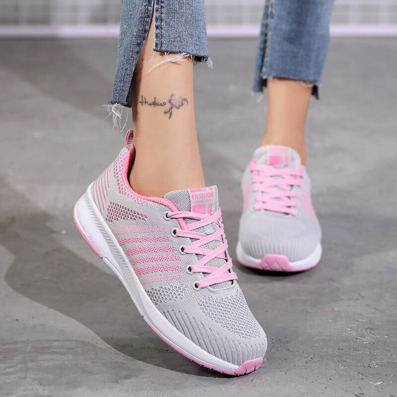 Autumn and Winter Women's Shoes Korean Style All-Match Trend Sneakers Padded Mesh Casual Shoes Students Flat Running Shoes Cotton Shoes