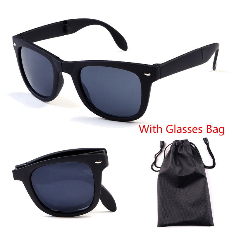 Korean Style Foldable Sunglasses for Men Women Anti Glare Folding Sun Glasses UV400 Lens Outdoor Sports Eyewear with Glasses Case